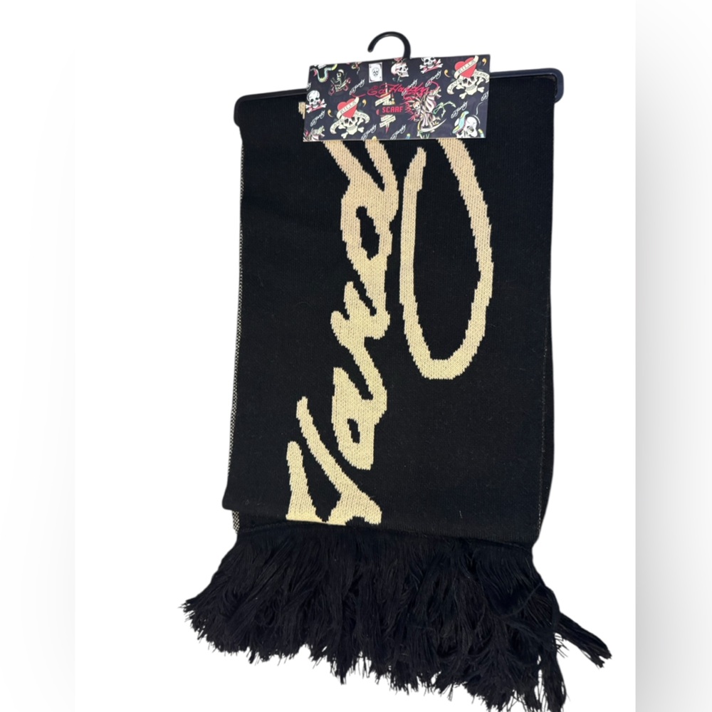 Ed Hardy Black and Gold Scarf